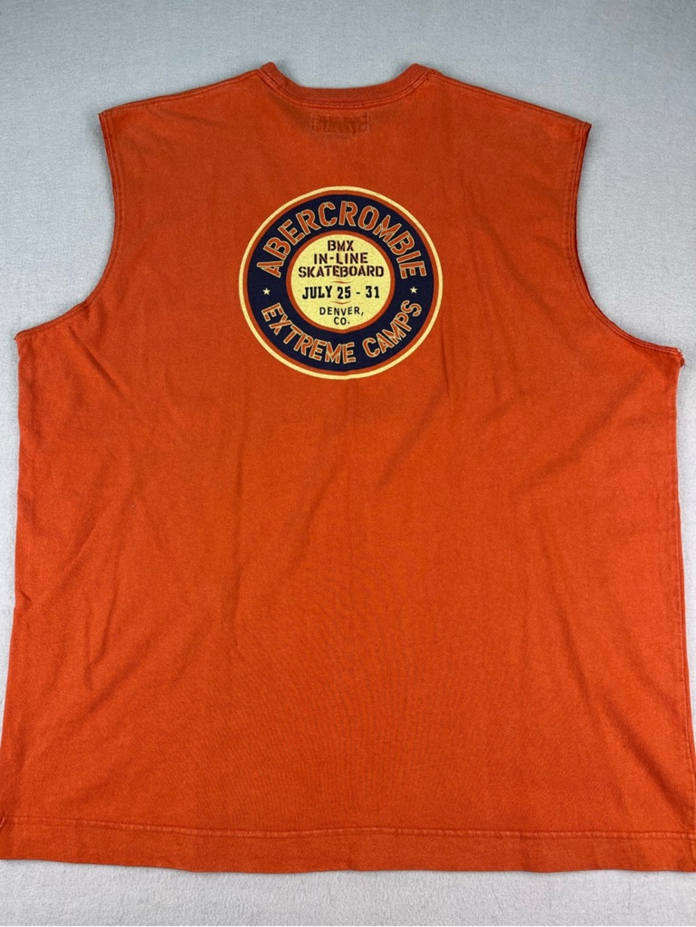 Vtg Y2k Abercrombie Muscle Shirt XL Orange BMX In-Line Skateboard Denver Co Worn